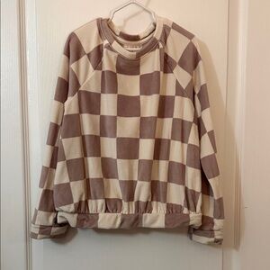 Cat & Jack Checkered Sweater - Brown and Cream